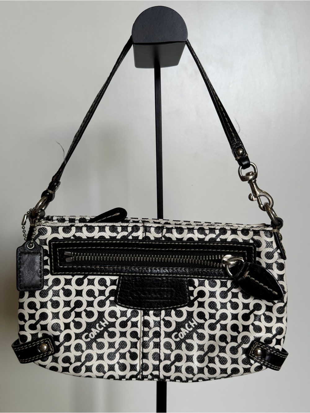 Coach Black & White Signature Canvas Small Shoulder Bag